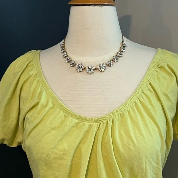 Yellow-Green Puff Sleeve Scoop Neck Blouse Size M - Picture 5 of 9